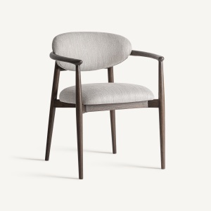 SCAUN DINING HARI, REALIZAT DIN LEMN DE FRASIN SI TEXTIL, CULOARE BEJ/GRI, REALIZAT MANUAL, VICAL HOME