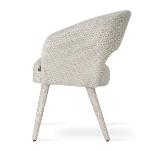 SCAUN DINING INES SUPREME SOCK, CONFECTIONAT DIN LEMN, SPUMA, ARCURI SI METAL, BEJ, STIL MODERN - Img 3