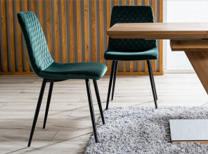 SCAUN DINING IRYS, VERDE BLUVEL 78/NEGRU, TAPITERIE DIN CATIFEA SI PICIOARE DIN METAL, STIL MODERN - Img 4