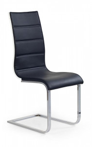 SCAUN DINING K104, NEGRU/ALB/CROM, CU TAPITERIE DIN PIELE ECOLOGICA, PLACAJ LACUIT SI PICIOARE DIN METAL, STIL MODERN - Img 1