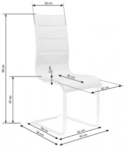 SCAUN DINING K104, NEGRU/ALB/CROM, CU TAPITERIE DIN PIELE ECOLOGICA, PLACAJ LACUIT SI PICIOARE DIN METAL, STIL MODERN - Img 3