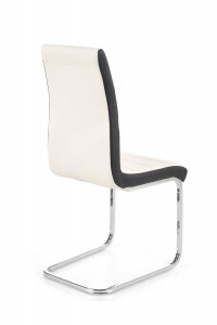 SCAUN DINING K132, ALB/NEGRU/CROM, CU TAPITERIE DIN PIELE ECOLOGICA SI PICIOARE DIN METAL, STIL MODERN - Img 2
