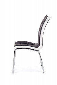 SCAUN DINING K186, NEGRU/ALB/CROM, CU TAPITERIE DIN PIELE ECOLOGICA SI PICIOARE DIN METAL, STIL MODERN - Img 5