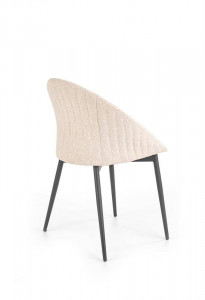SCAUN DINING K357, BEJ/NEGRU, CU TAPITERIE DIN STOFA SI PICIOARE DIN METAL, STIL MODERN - Img 4
