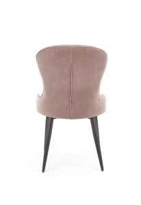 SCAUN DINING K366, BEJ/NEGRU, CU TAPITERIE DIN CATIFEA SI PICIOARE DIN METAL, STIL MODERN - Img 5