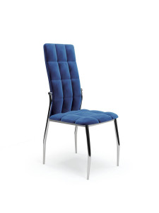 SCAUN DINING K416, ALBASTRU/CROM, CU TAPITERIE DIN CATIFEA SI PICIOARE DIN METAL, STIL MODERN - Img 1