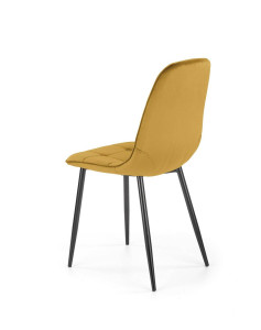 SCAUN DINING K417, GALBEN MUSTAR/NEGRU, CU TAPITERIE DIN CATIFEA SI PICIOARE DIN METAL, STIL MODERN - Img 4