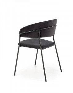 SCAUN DINING K426, NEGRU/NEGRU, CU TAPITERIE DIN CATIFEA SI PICIOARE DIN METAL, STIL MODERN - Img 2