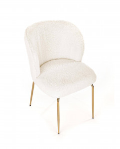 SCAUN DINING K474, CREM/AURIU, CU TAPITERIE DIN TEXTIL PLUSAT SI PICIOARE DIN METAL, STIL MODERN - Img 3