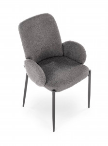 SCAUN DINING K477, GRI/NEGRU, CU TAPITERIE DIN TEXTIL PLUSAT SI PICIOARE DIN METAL, STIL MODERN - Img 4