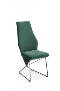 SCAUN DINING K485, VERDE INCHIS/NEGRU, CU TAPITERIE DIN CATIFEA SI PICIOARE DIN METAL, STIL MODERN