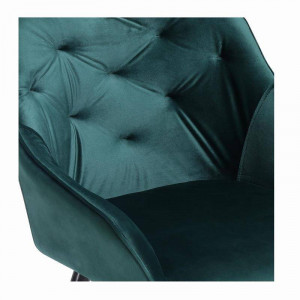 SCAUN DINING K487, VERDE INCHIS/NEGRU, CU TAPITERIE DIN CATIFEA SI PICIOARE DIN METAL, STIL MODERN - Img 5