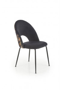 SCAUN DINING K505, MULTICOLOR/NEGRU, CU TAPITERIE DIN CATIFEA SI PICIOARE DIN METAL, STIL MODERN
