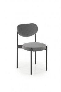 SCAUN DINING K509, GRI/NEGRU, CU TAPITERIE DIN CATIFEA SI PICIOARE DIN METAL, STIL MODERN