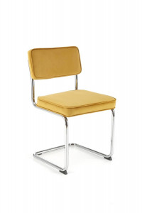 SCAUN DINING K510, GALBEN MUSTAR/CROM, CU TAPITERIE DIN CATIFEA SI PICIOARE DIN METAL, STIL MODERN - Img 3