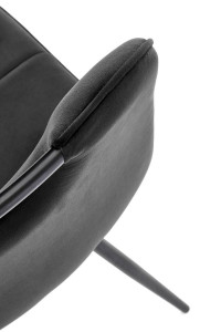 SCAUN DINING K521, NEGRU/NEGRU, CU TAPITERIE DIN CATIFEA SI PICIOARE DIN METAL, STIL MODERN - Img 8