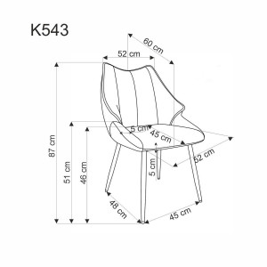 SCAUN DINING K543, GRI/NEGRU, TAPITERIE DIN STOFA SI PICIOARE DIN METAL, STIL MODERN - Img 2