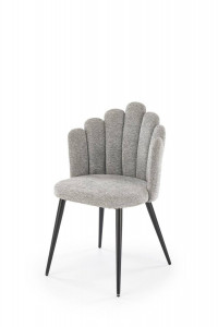 SCAUN DINING K552, GRI/NEGRU, TAPITERIE DIN STOFA SI PICIOARE DIN METAL, STIL MODERN