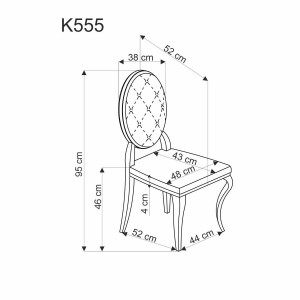 SCAUN DINING K555, GRI/CROM, CU TAPITERIE DIN CATIFEA SI PICIOARE DIN METAL, STIL MODERN - Img 2