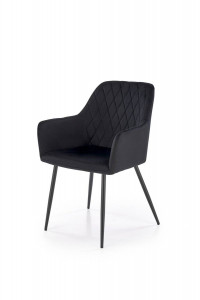 SCAUN DINING K558, NEGRU/NEGRU, TAPITERIE DIN CATIFEA SI PICIOARE DIN METAL, STIL MODERN