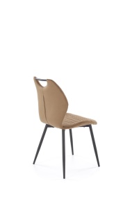 SCAUN DINING K569, BEJ 11/NEGRU, TAPITERIE DIN CATIFEA SI PICIOARE DIN METAL, STIL MODERN - Img 2
