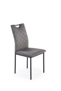SCAUN DINING K577, GRI 21/NEGRU, TAPITERIE DIN CATIFEA SI PICIOARE DIN METAL, STIL MODERN