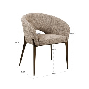 SCAUN DINING KENZI, REALIZAT DIN METAL, LEMN DE FAG SI TEXTIL IGNIFUG, CULOARE CAPPUCCINO, DESIGN DEOSEBIT, RICHMOND INTERIORS - Img 2