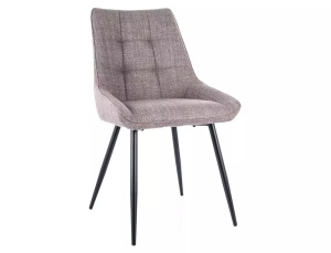 SCAUN DINING KLIF, BEJ 34/NEGRU MAT, TAPITERIE DIN STOFA BJORN SI PICIOARE DIN METAL, STIL MODERN