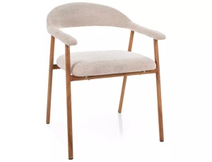 SCAUN DINING LAGOS D RAVEN, BEJ 24/STEJAR, TAPITERIE DIN TEXTIL SI PICIOARE DIN METAL, STIL MODERN