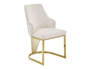 SCAUN DINING/LIVING ALURE VELVET, BEJ BLUVEL 22, CONFECTIONAT DIN METAL SI CATIFEA, STIL MODERN - Img 5