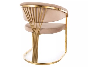 SCAUN DINING/LIVING CROWN BEJ BLUVEL 28/AURIU, CONFECTIONAT DIN METAL SI CATIFEA, STIL MODERN - Img 2