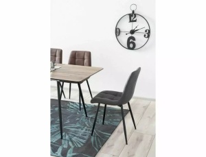 SCAUN DINING LOOK, GRI/NEGRU, TAPITERIE DIN PIELE ECOLOGICA SI PICIOARE DIN METAL, STIL MODERN - Img 2
