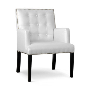 SCAUN DINING MARCELO,CU BRATE, ARGINTIU/NEGRU, TAPITERIE DIN TEXTIL SATINAT SI PICIOARE DIN LEMN, STIL MODERN