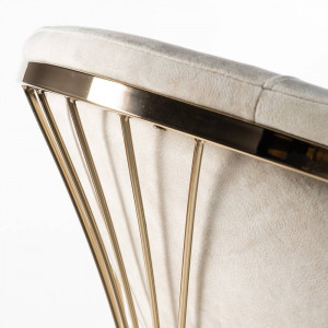 SCAUN DINING MARCILLE 3, BEJ/AURIU, TAPITERIE DIN CATIFEA SI PICIOARE DIN METAL, STIL MODERN - Img 5