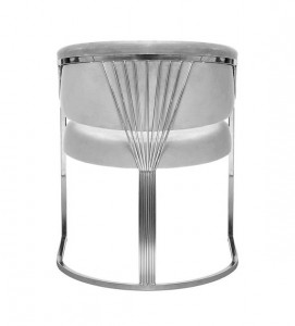 SCAUN DINING MARCILLE, GRI/CROM, TAPITERIE DIN CATIFEA SI PICIOARE DIN METAL, STIL MODERN - Img 2