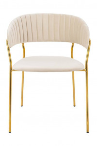 SCAUN DINING MARGO, BEJ/AURIU, DIN CATIFEA SI METAL, STIL MODERN - Img 2