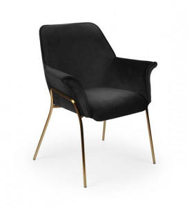 SCAUN DINING MARGOT, NEGRU/AURIU, TAPITERIE DIN CATIFEA SI PICIOARE DIN METAL, STIL MODERN, ATR