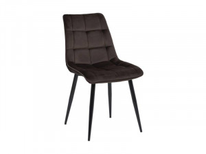 SCAUN DINING, MARO BLUVEL 48/NEGRU MAT, TAPITERIE DIN CATIFEA SI PICIOARE DIN METAL, STIL MODERN - Img 2