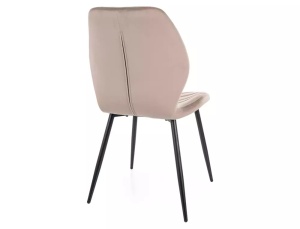 SCAUN DINING MIKE, BEJ BLUVEL 40/NEGRU MAT, TAPITERIE DIN CATIFEA SI PICIOARE DIN METAL, STIL MODERN - Img 2