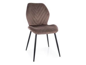SCAUN DINING MIKE, CAPPUCCINO BLUVEL 38/NEGRU MAT, TAPITERIE DIN CATIFEA SI PICIOARE DIN METAL, STIL MODERN