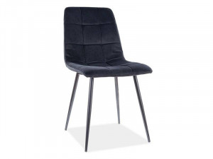 SCAUN DINING MILA, NEGRU BLUVEL 19/NEGRU MAT, TAPITERIE DIN CATIFEA SI METAL, STIL MODERN
