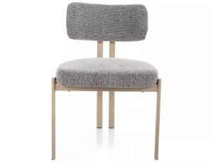 SCAUN DINING MISAKI, GRI 254/CREM, TAPITERIE DIN TEXTIL SI PICIOARE DIN METAL, STIL MODERN - Img 2