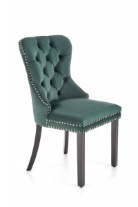 SCAUN DINING MIYA, VERDE INCHIS/NEGRU, CU TAPITERIE DIN CATIFEA SI PICIOARE DIN LEMN MASIV, STIL CLASIC - Img 2