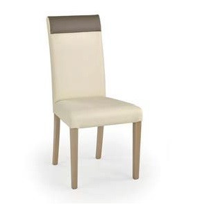 SCAUN DINING NORBERT, CREM/MARO/STEJAR, CU TAPITERIE DIN PIELE ECOLOGICA SI PICIOARE DIN LEMN MASIV, STIL CLASIC, HALMAR - Img 2