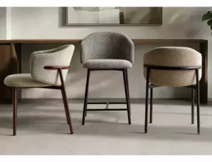 SCAUN DINING, OSAKA, CULOARE BEJ 253/NEGRU, TAPITERIE DIN TEXTIL, STIL MODERN - Img 4
