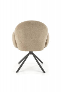 SCAUN DINING PIVOTANT K498, BEJ/NEGRU, TAPITERIE BOUCLE SI PICIOARE DIN METAL, STIL MODERN - Img 6