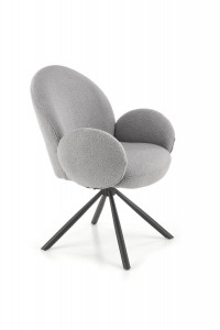 SCAUN DINING PIVOTANT K498, GRI/NEGRU, TAPITERIE BOUCLE SI PICIOARE DIN METAL, STIL MODERN - Img 2