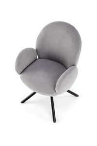 SCAUN DINING PIVOTANT K498, GRI/NEGRU, TAPITERIE BOUCLE SI PICIOARE DIN METAL, STIL MODERN - Img 5