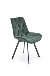 SCAUN DINING PIVOTANT K519, VERDE/NEGRU, TAPITERIE DIN CATIFEA SI PICIOARE DIN METAL , STIL MODERN - Img 2