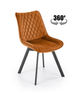 SCAUN DINING PIVOTANT K520, SCORTISOARA/NEGRU, TAPITERIE DIN CATIFEA SI PICIOARE DIN METAL, STIL MODERN